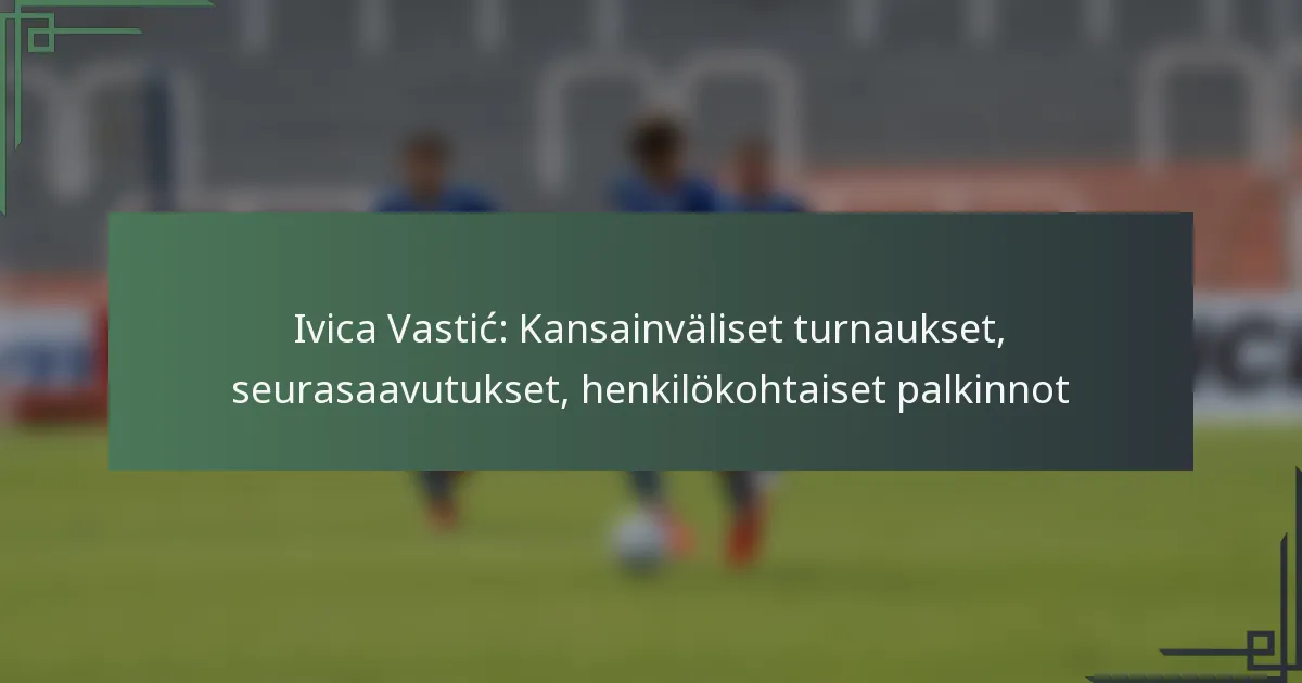 Ivica Vastić: Kansainväliset turnaukset, seurasaavutukset, henkilökohtaiset palkinnot