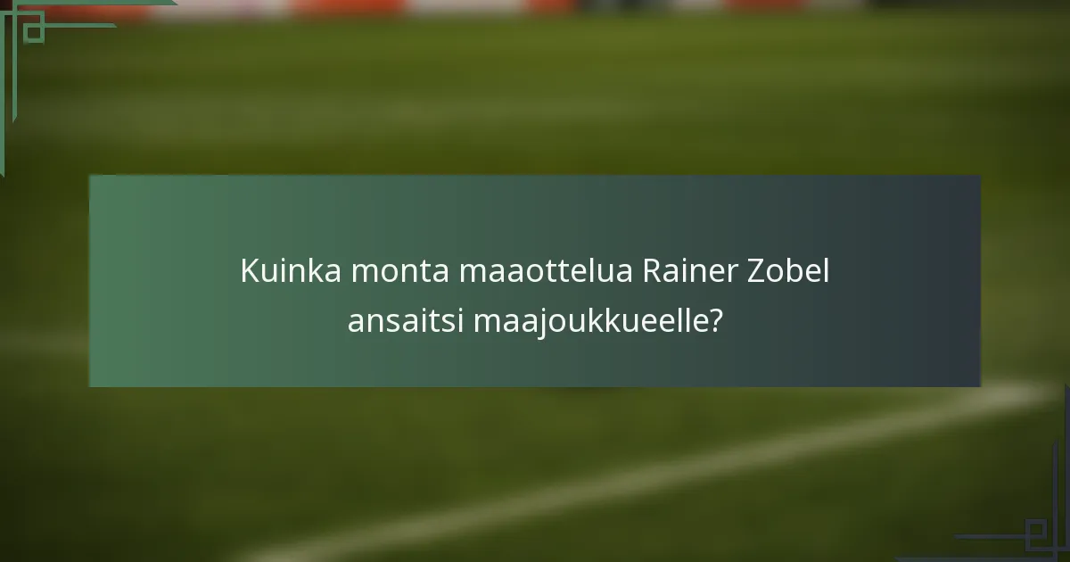 Kuinka monta maaottelua Rainer Zobel ansaitsi maajoukkueelle?