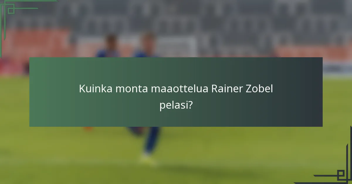 Kuinka monta maaottelua Rainer Zobel pelasi?