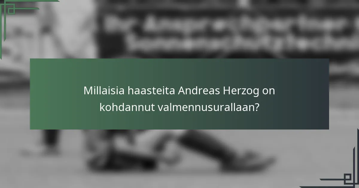 Millaisia haasteita Andreas Herzog on kohdannut valmennusurallaan?