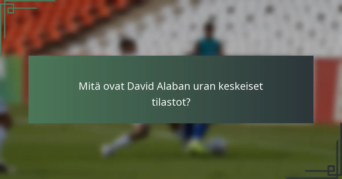 Mitä ovat David Alaban uran keskeiset tilastot?
